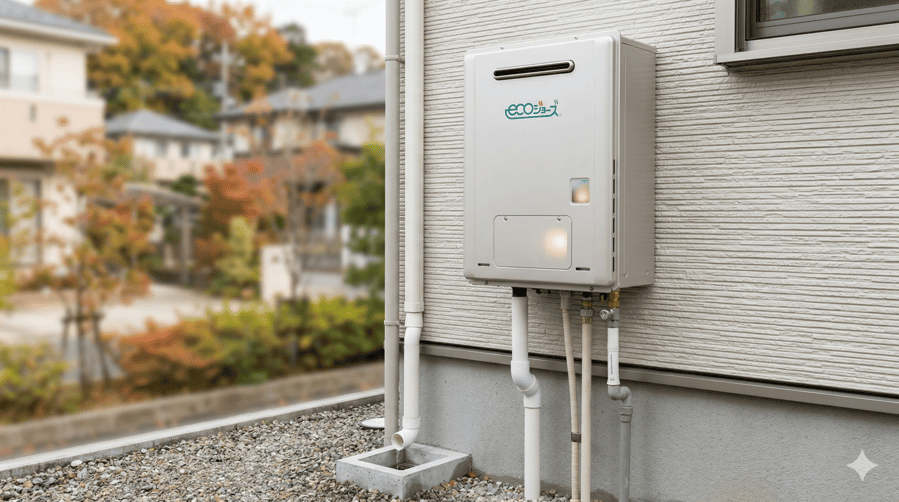省エネ型給湯器エコジョーズのメリットとデメリットを解説する屋外設置例