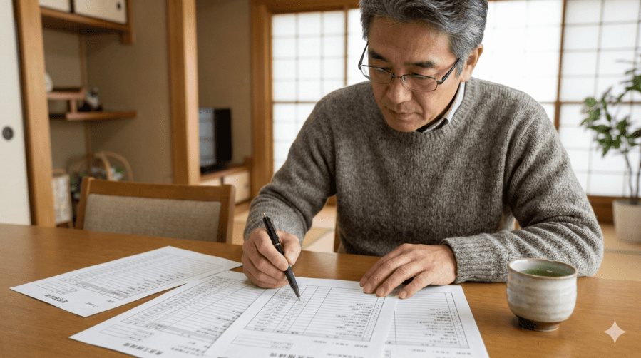 信頼できる給湯器業者を見極めるために複数の見積書を比較検討する様子