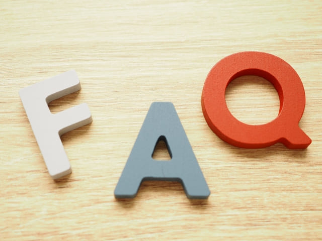 「FAQ」の文字。お客様から寄せられるご相談や不明点をまとめた回答ページイメージ