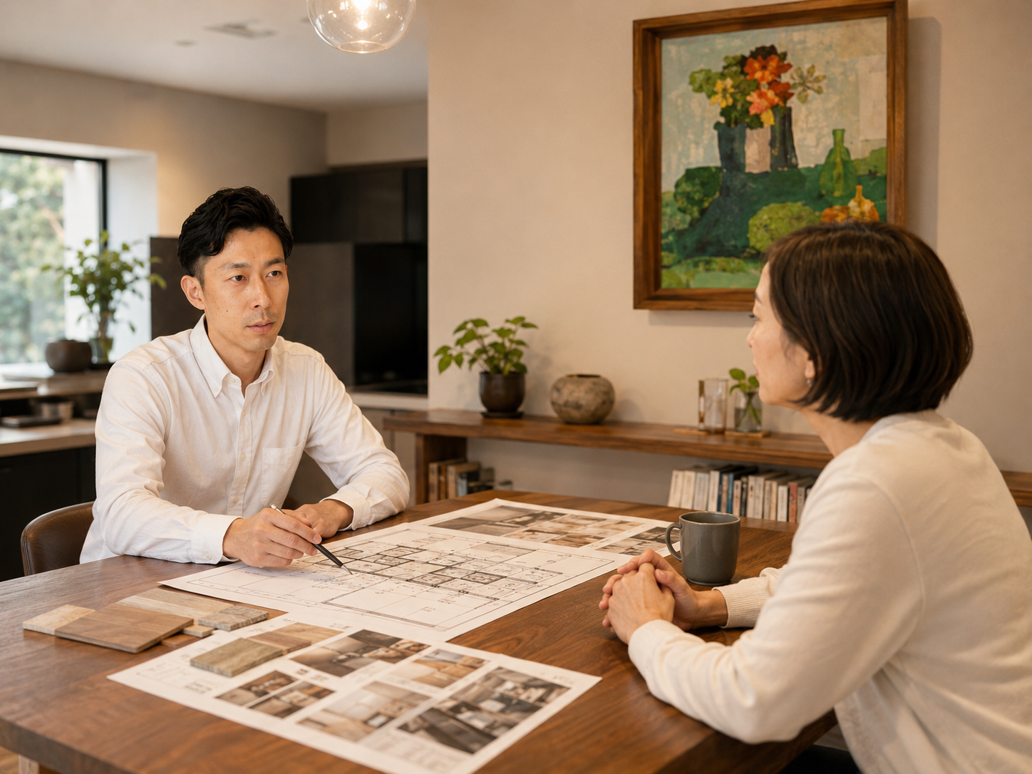 お客様と打ち合わせをする様子